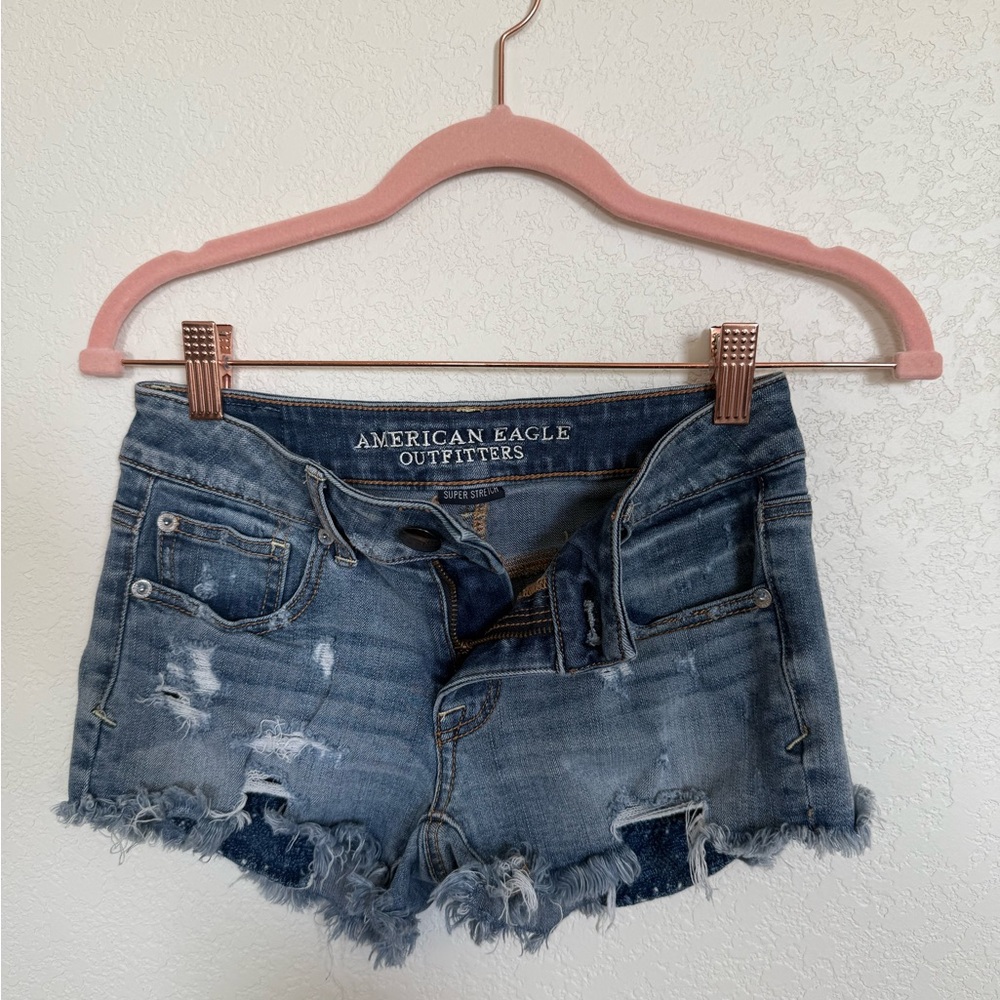 American Eagle Outfitters Distressed Blue Jean Shorts